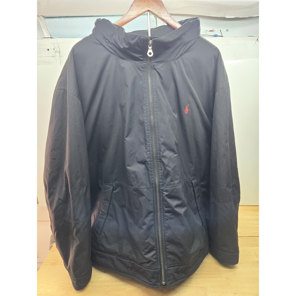 Polo Ralph Lauren Windbreaker Hidden Hood Jacket Mens 4XB Big Waterproof, Fleece